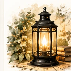 Glowing historical lantern